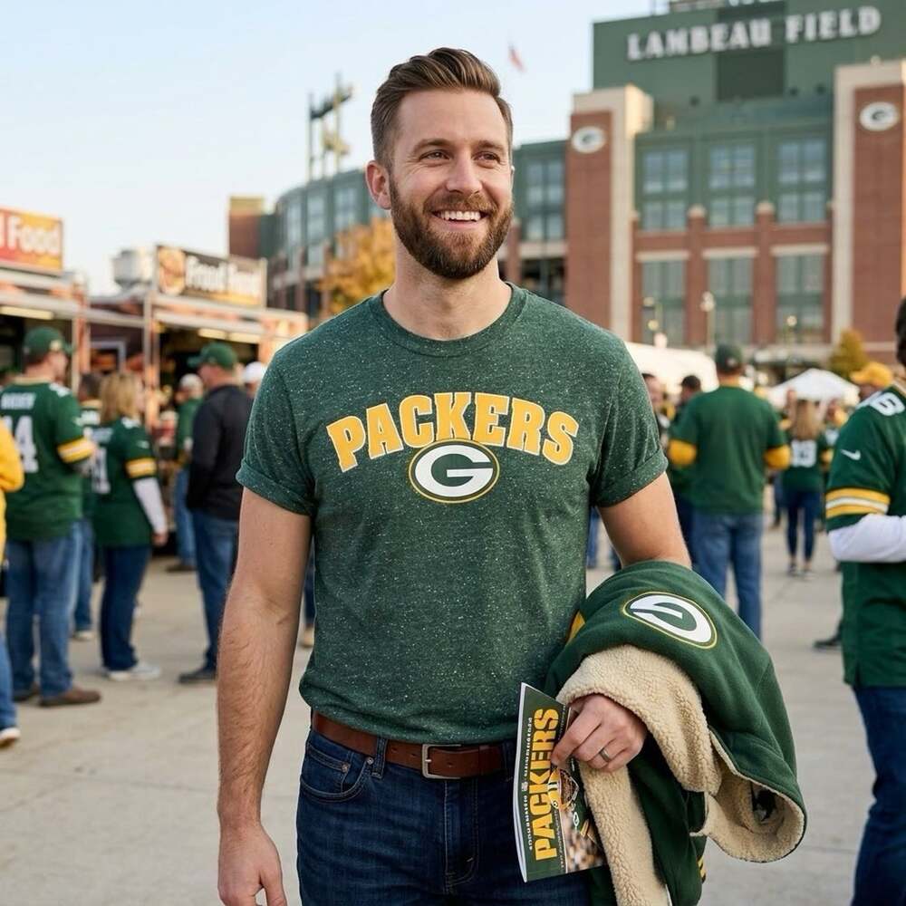NFL Green Bay Packers T-Shirt Mens Medium Heather Green Graphic Tee Sleepwear